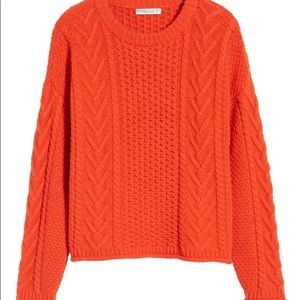 COPY - Madewell Orange Cableknit Crew Sweater Small